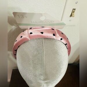 Valentine’s Day pink headband with black hearts new women’s headband